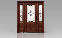 Arbor Grove Fiberglass Entry Door with Tuscany Glass
