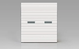 Industrial Series | Deep Ribbed Steel commercial garage door Model 524V in White with windows